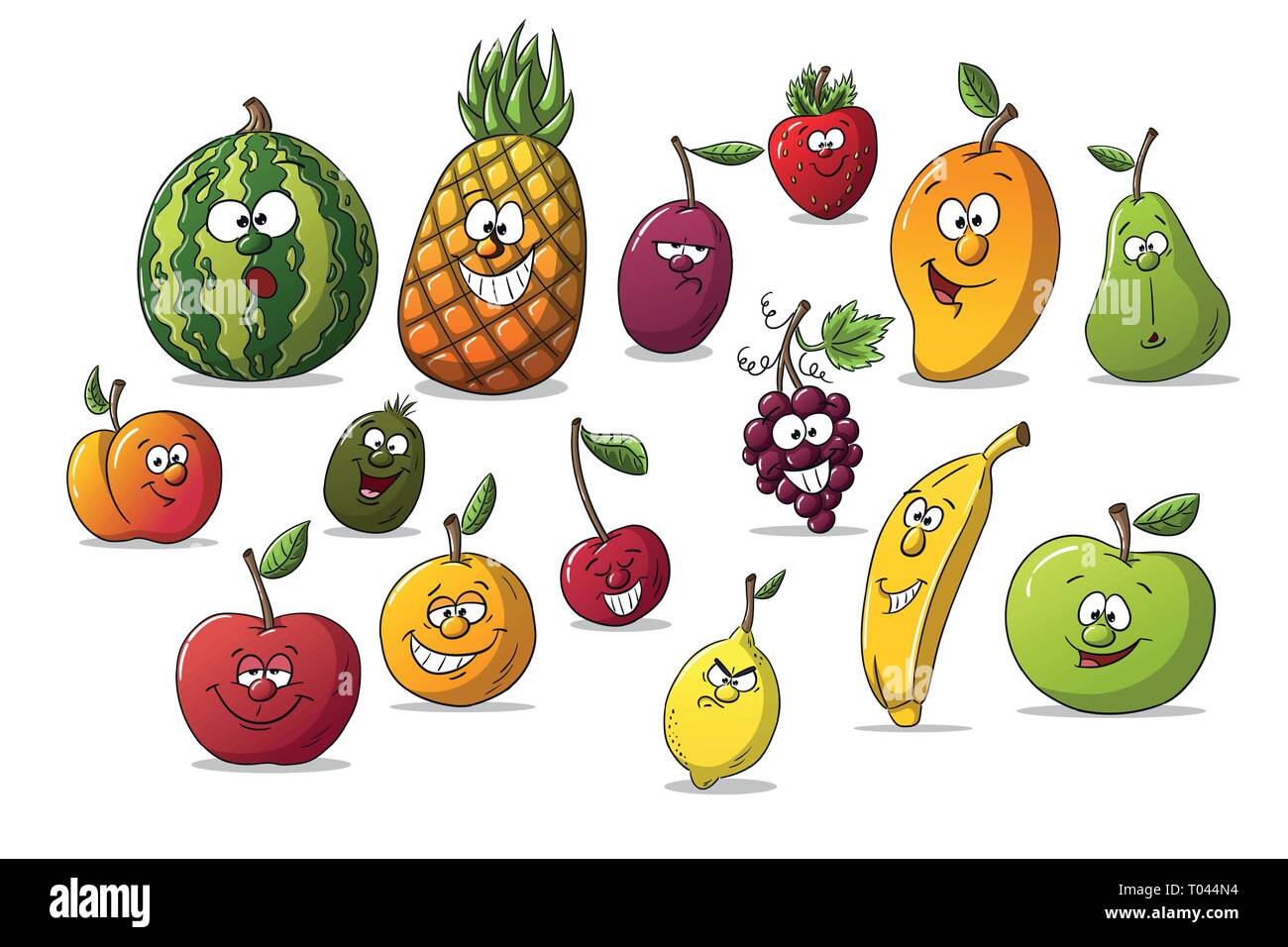 Collection de quelque autre cartoon fruits. Isolé sur fond blanc, avec des calques distincts. Illustration de Vecteur