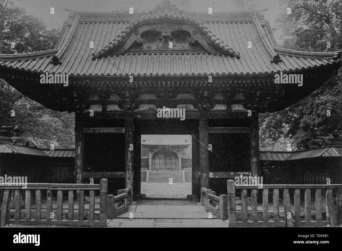 Vieille photo de Temple Zojoji, Minato-Ku, Tokyo, Japon. Daitokuin-den. Banque D'Images