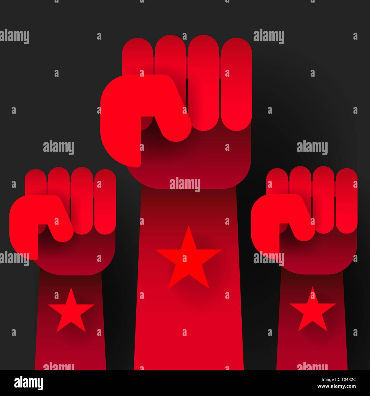 Arrière-plan de propagande Révolution Style Fist soulevé dans l'air. Poing serré Illustration de Vecteur
