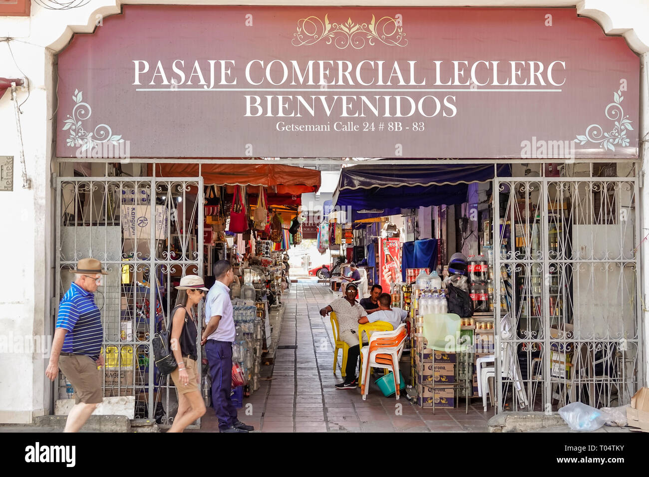 Cartagena Colombie,Centre,centre,Getsemani,Calle 24,Pasaje commercial Leclerc,shopping shopper shoppers magasins marché achats s Banque D'Images