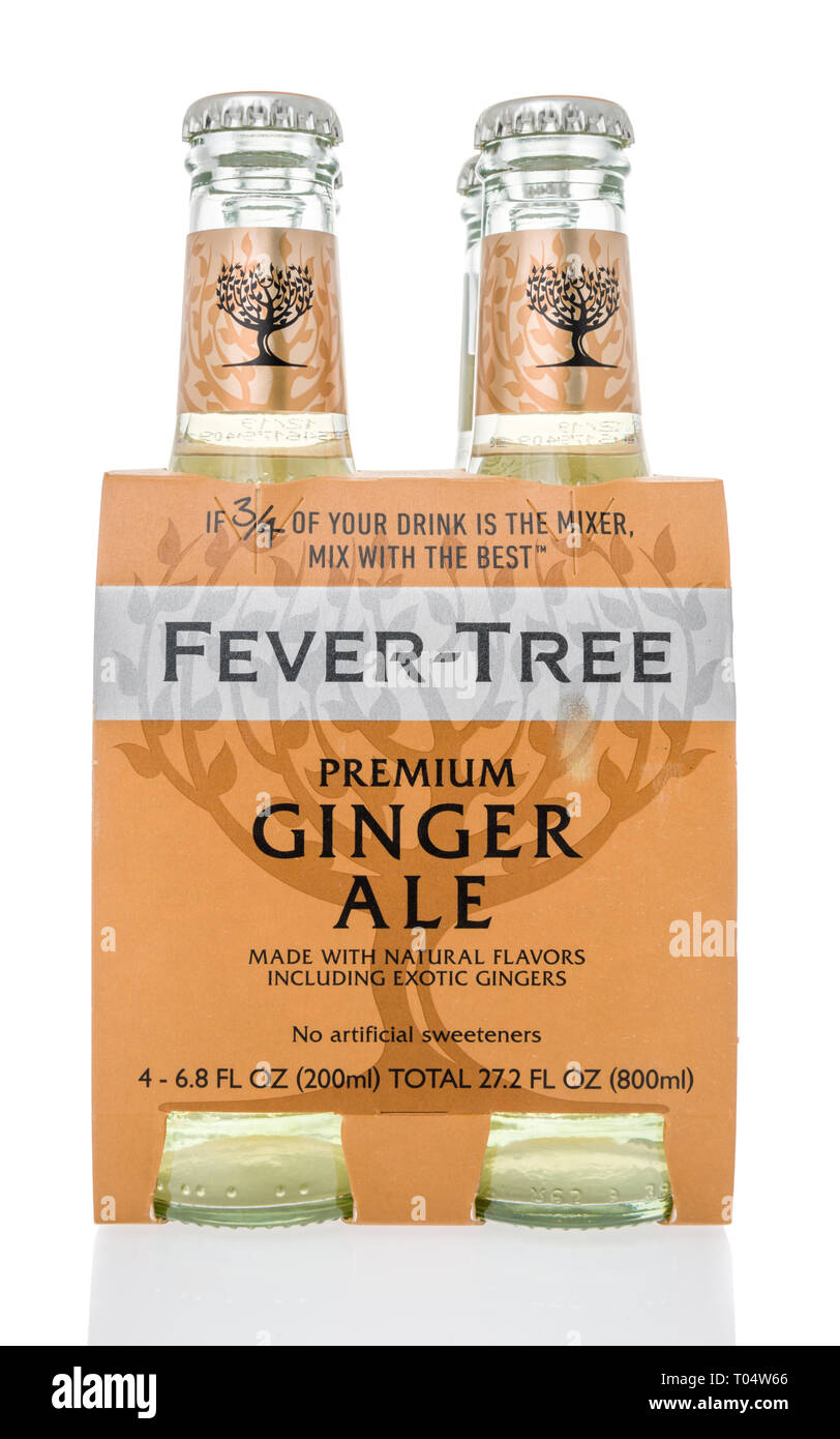 Winneconne, WI - 14 mars 2019 : un paquet de Fever Tree ginger ale sur un fond isolé Banque D'Images