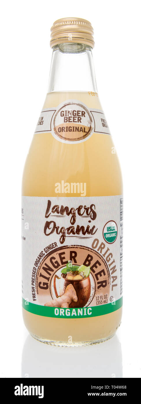 Winneconne, WI - 14 mars 2019 : un paquet de Langers bière de gingembre biologique sur un fond isolé Banque D'Images