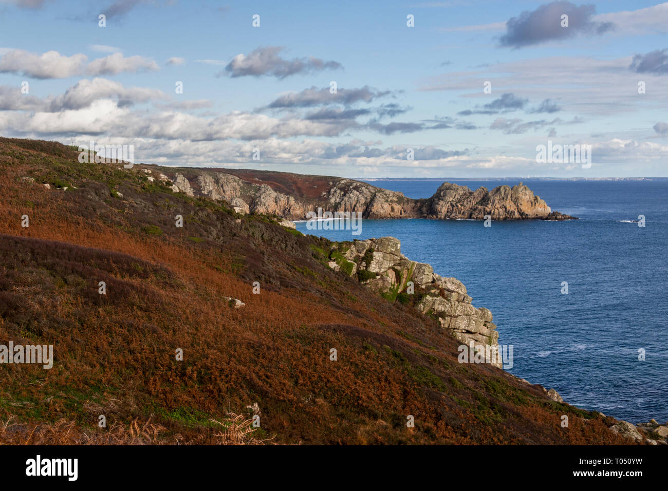 Porthcurno, littoral, Cornwall, UK Banque D'Images