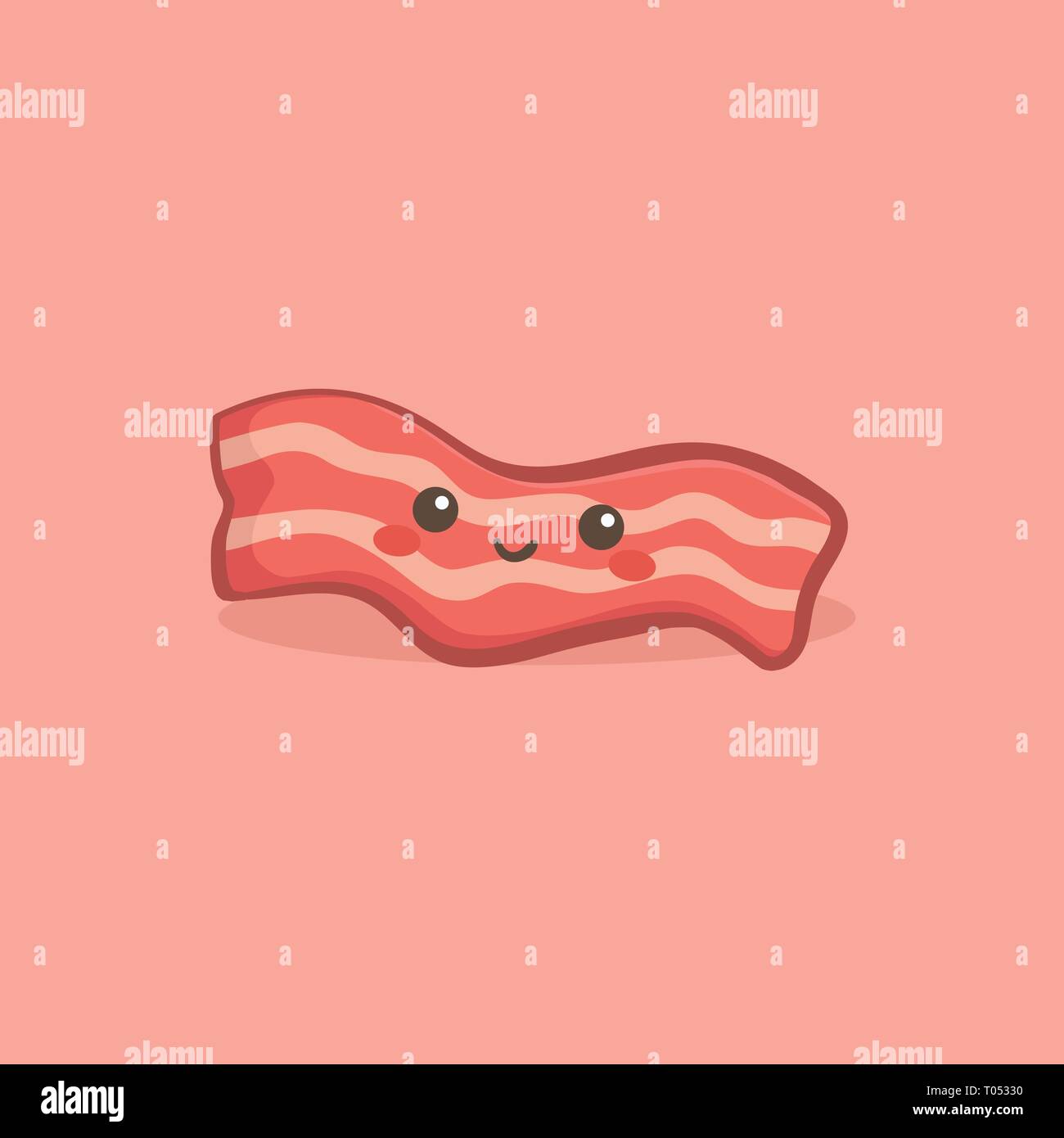 Boeuf bacon frit mignon petit déjeuner d'un personnage d'illustration vectorielle Illustration de Vecteur