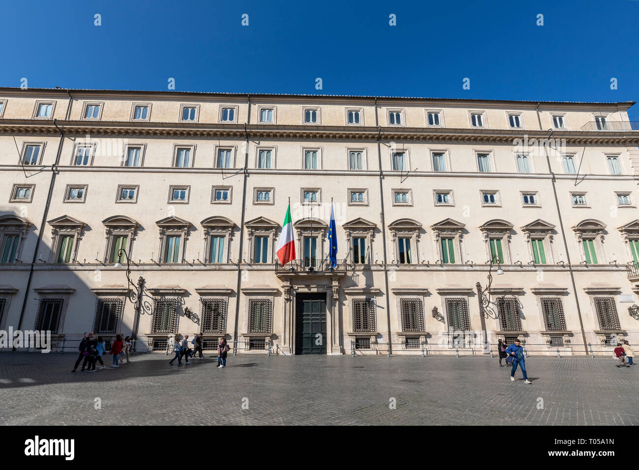 Rome, Italie - Mars 03, 2019 : avis de Palais Chigi, siège du Gouvernement de la République italienne et à la résidence du président du pays Banque D'Images