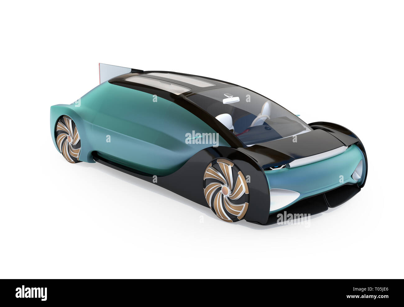 La conduite auto voiture électrique isolé sur fond blanc. Conception d'origine. Le rendu 3D image. Banque D'Images
