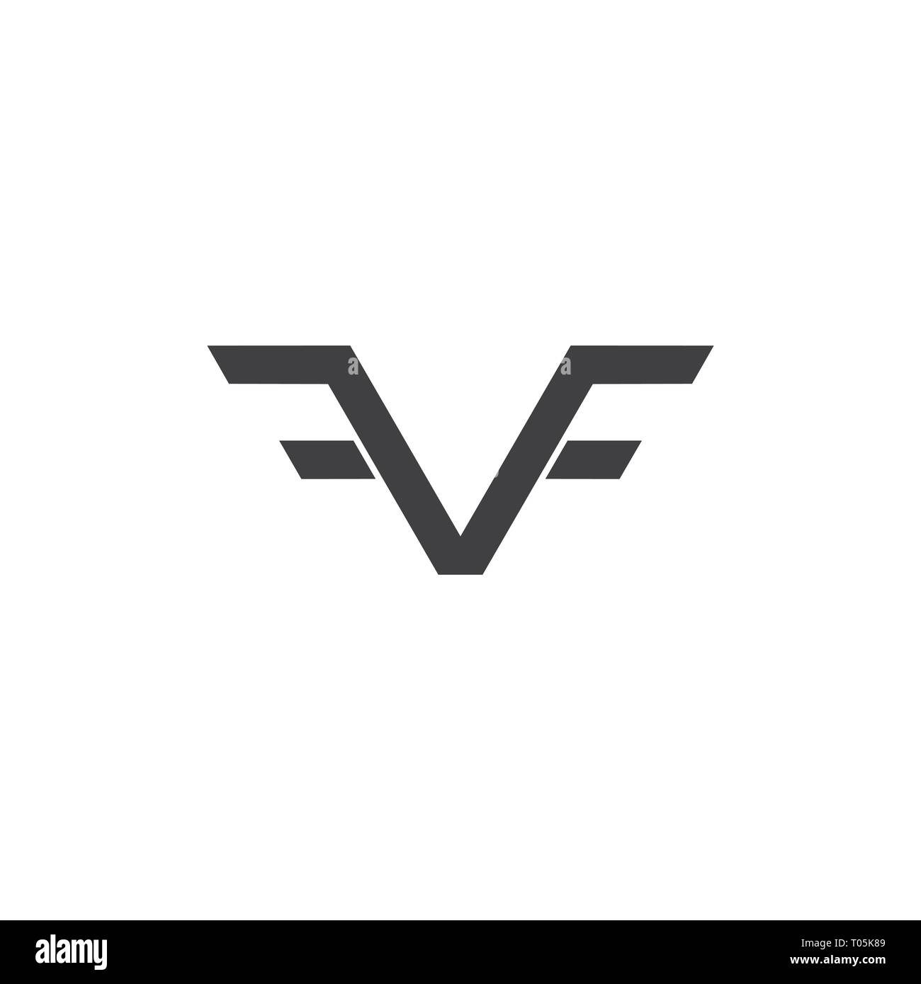 Lettres vf simple vecteur logo aile Illustration de Vecteur