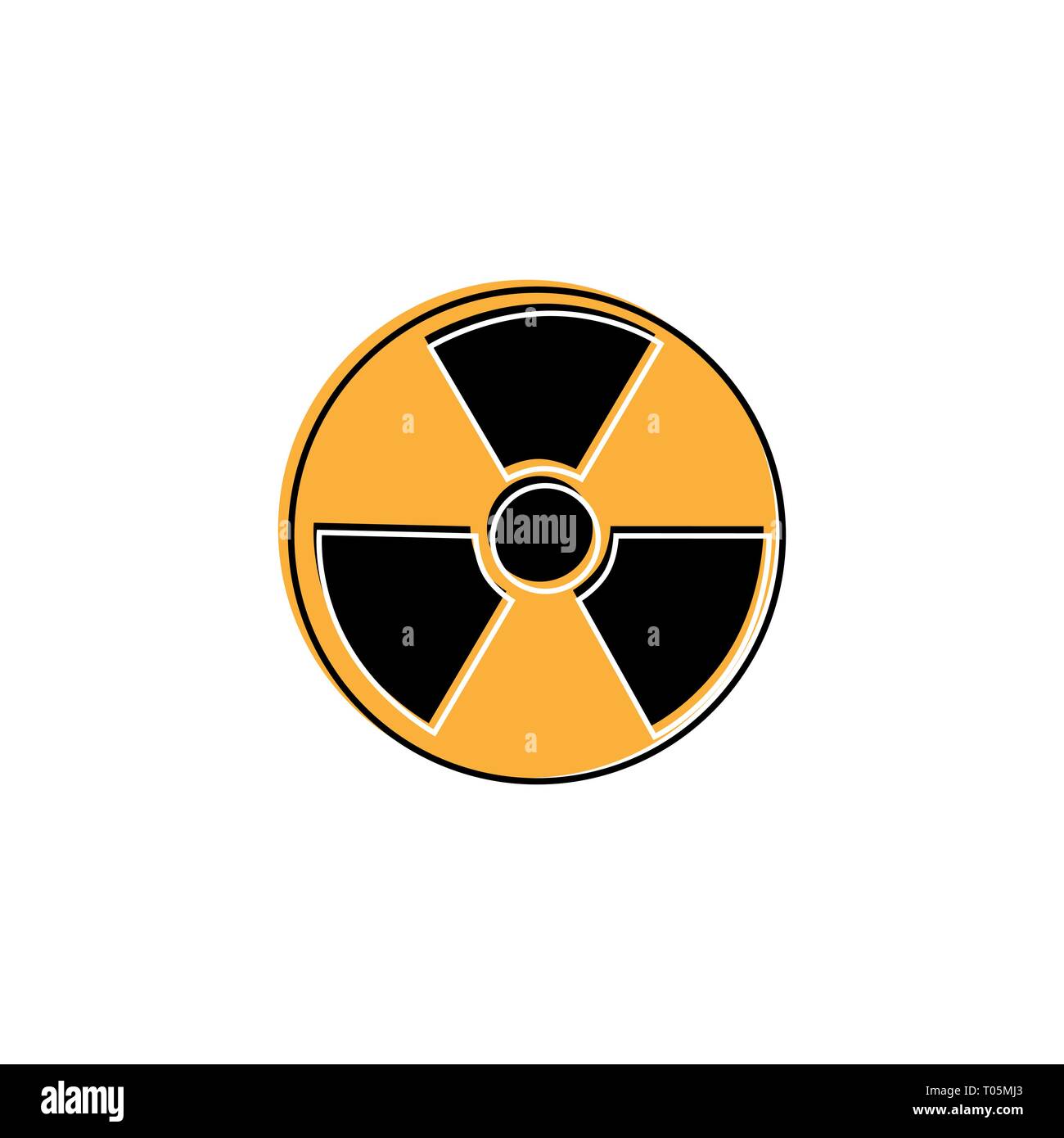 Alerte radioactive cercle jaune signe. Symbole vecteur d'avertissement de radioactivité Illustration de Vecteur