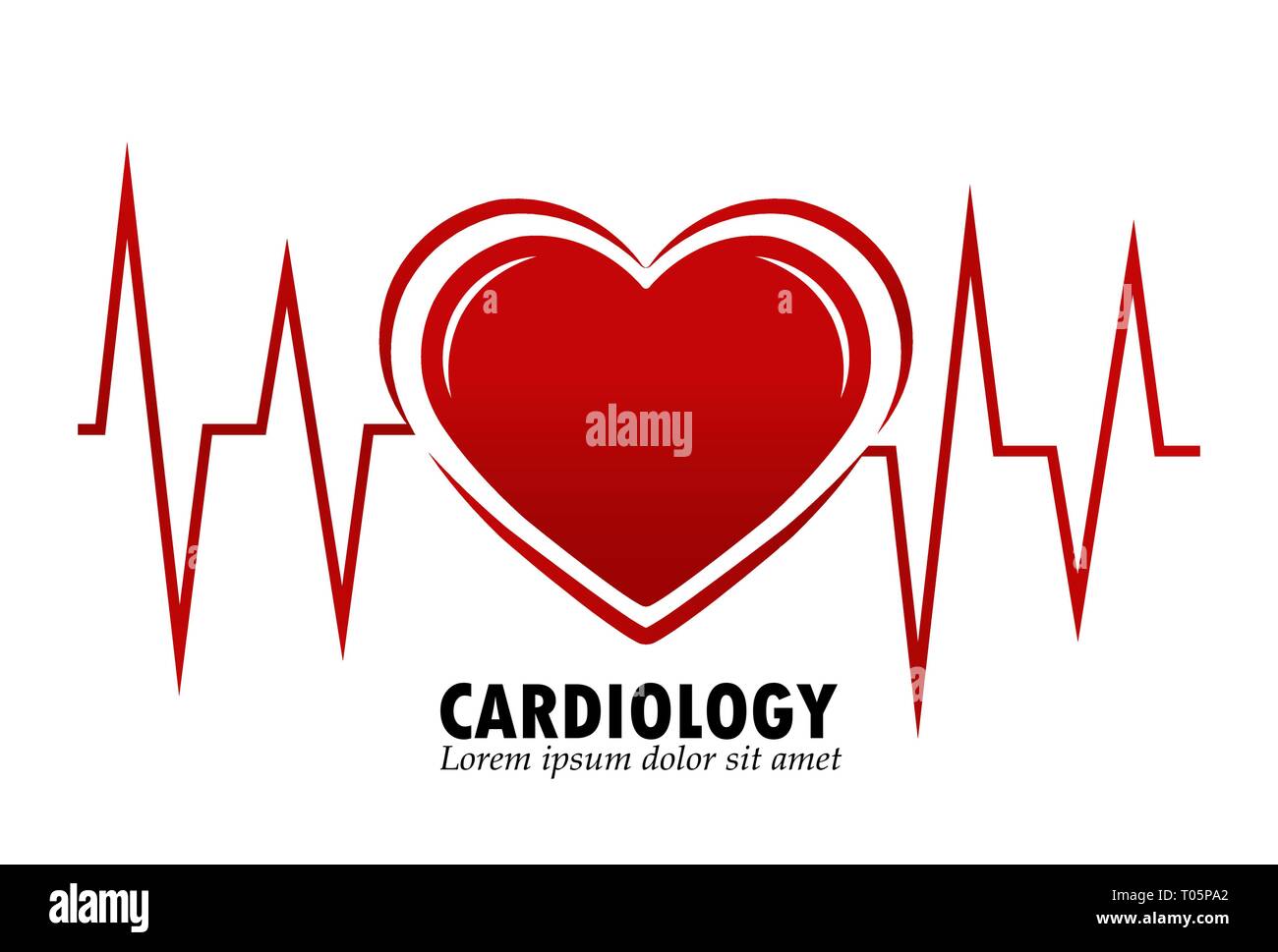La cardiologie, la silhouette cardiaque avec fréquence cardiaque, une conception simple pour logo Illustration de Vecteur