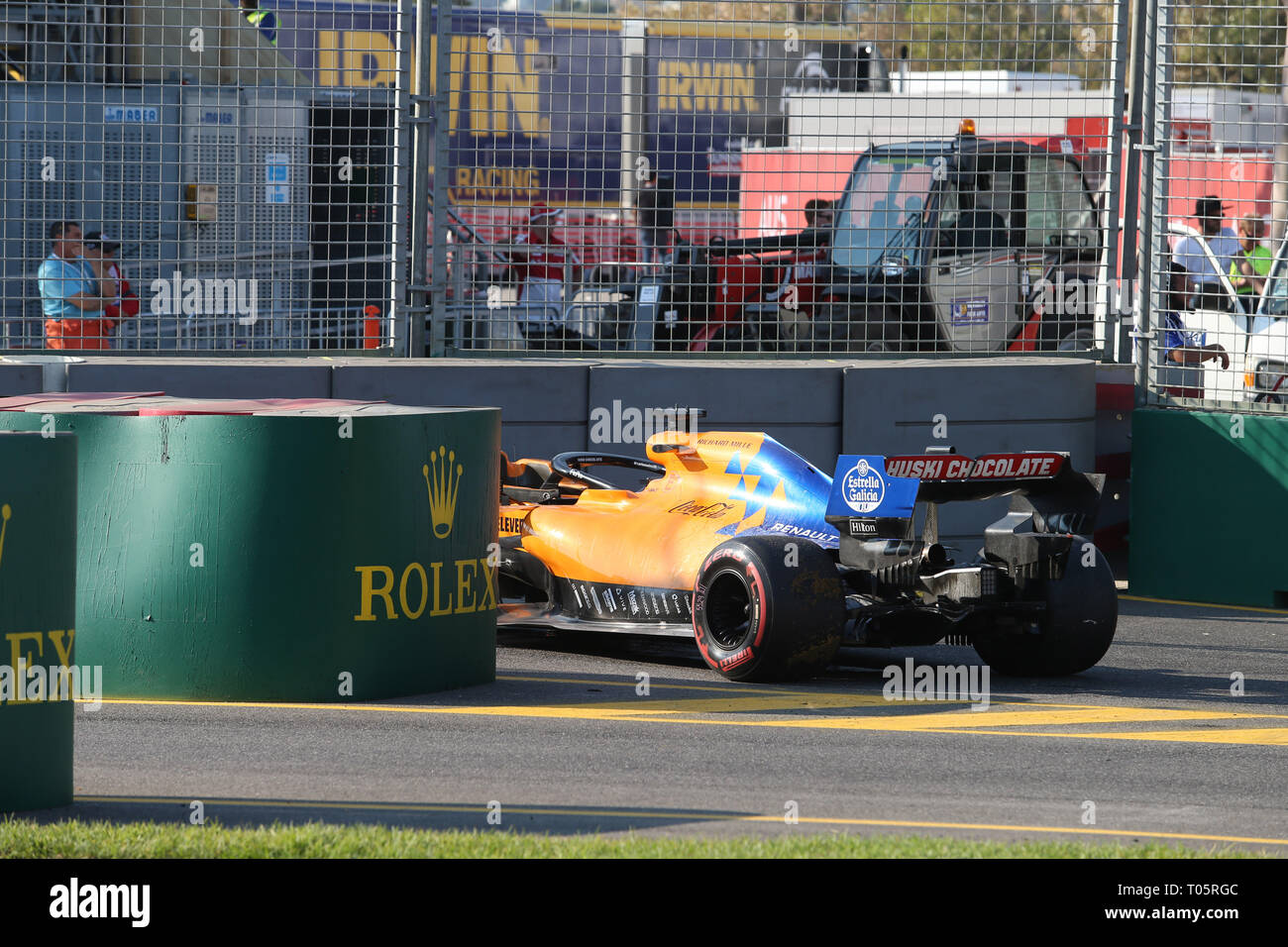 &# Xa9 ; Photo4 / LaPresse 17/03/2019 Melbourne, Australie Le Sport Grand Prix de Formule 1 l'Australie 2019 Dans le pic : race, Carlos Sainz Jr (ESP) Mclaren F1 Team MCL34 voiture s'est arrêtée à l'entrée de la voie des stands Banque D'Images