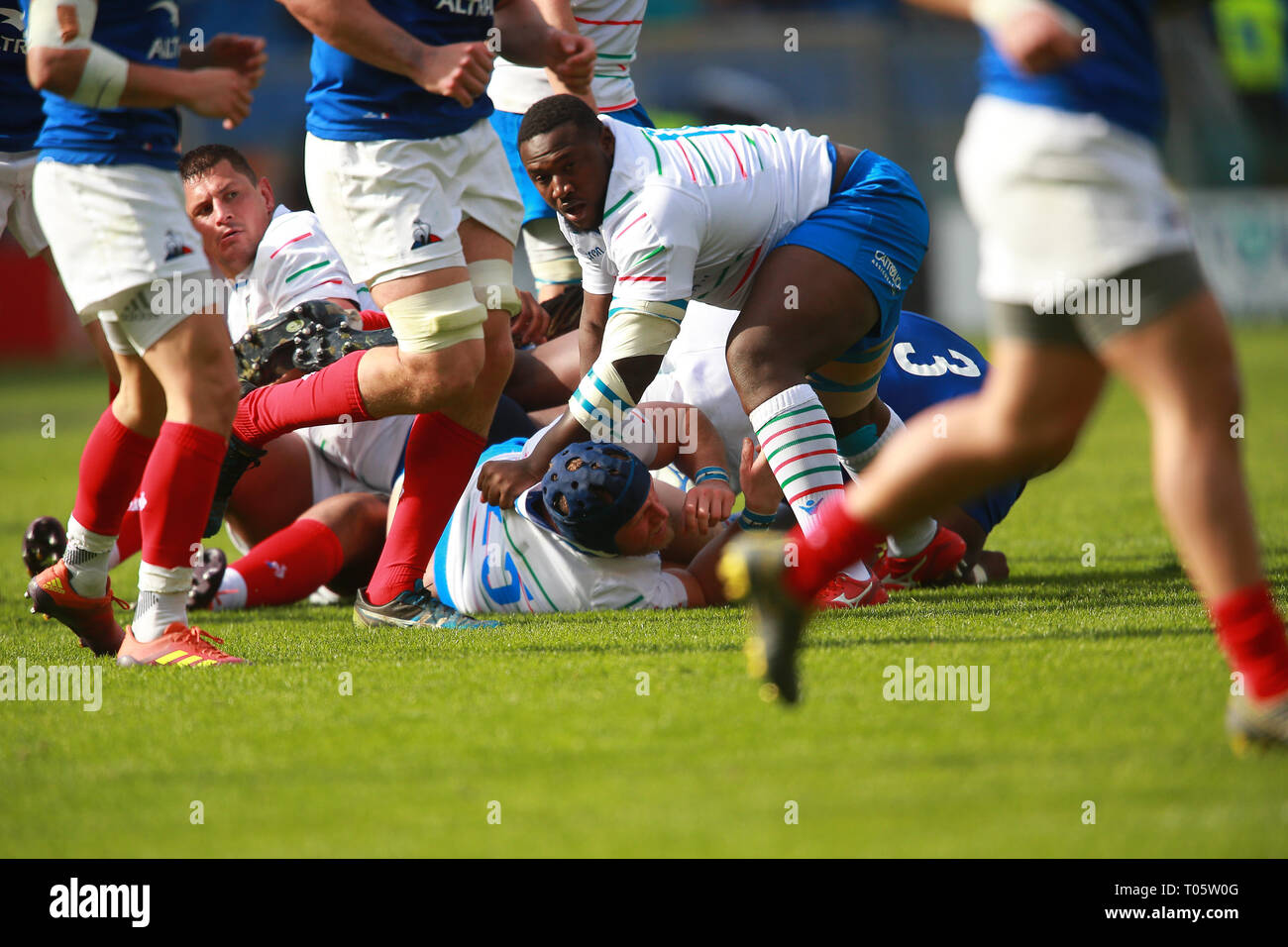 Rome, Italie. 16 mars 2019. 5ème Round Six Nations 2019 - Italia vs France - au Stade olympique au Roma - Italia - Sergio Parisse, le capitaine de l'équipe italienne d'attraper la balle - France Crédit : Riccardo Piccioli/Alamy Live News Banque D'Images