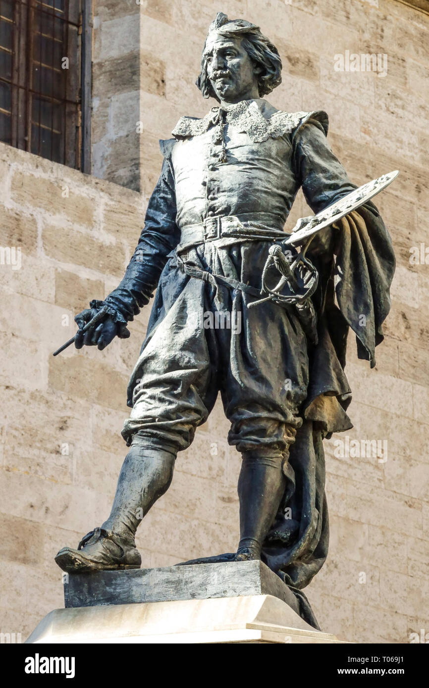 Jusepe DE RIBERA Jose ( ), 1591 - 1652, peintre Spanish-Italian, statue à Valence, Espagne Banque D'Images