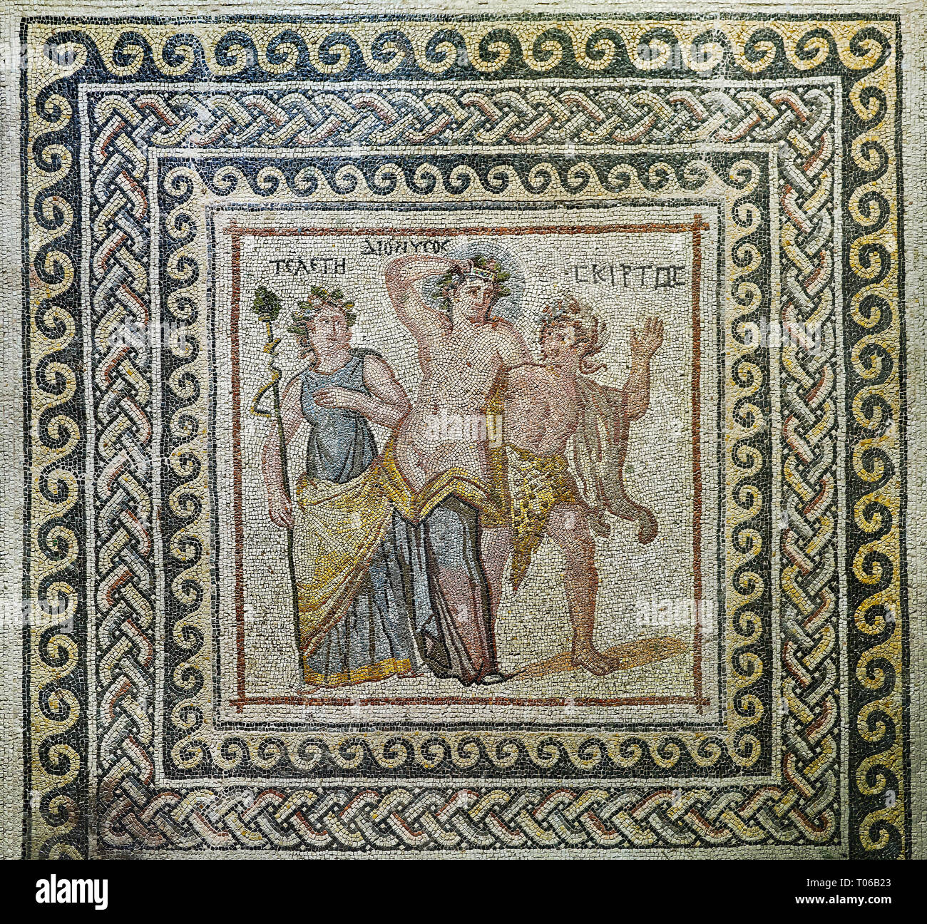 Mosaïque romaine - Dionysos Mosaïque. Ancienne Villa Poseidon, Zeugama 3e siècle . Musée des mosaïques de Zeugma, Gaziantep, Turquie. Banque D'Images