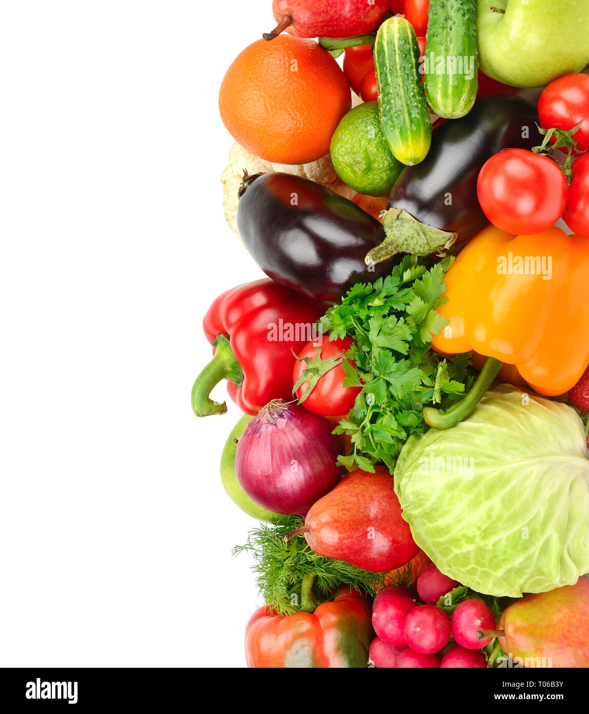 Fruits et légumes isolé sur fond blanc Banque D'Images