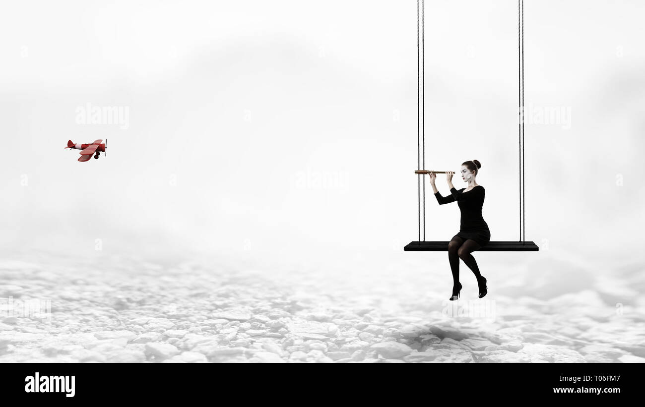 Jeune femme mime. Technique mixte Banque D'Images