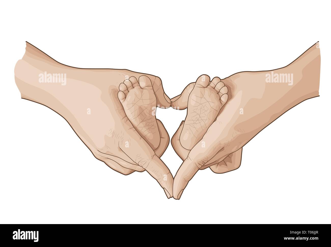 Croquis d'art de la ligne baby hands Illustration de Vecteur