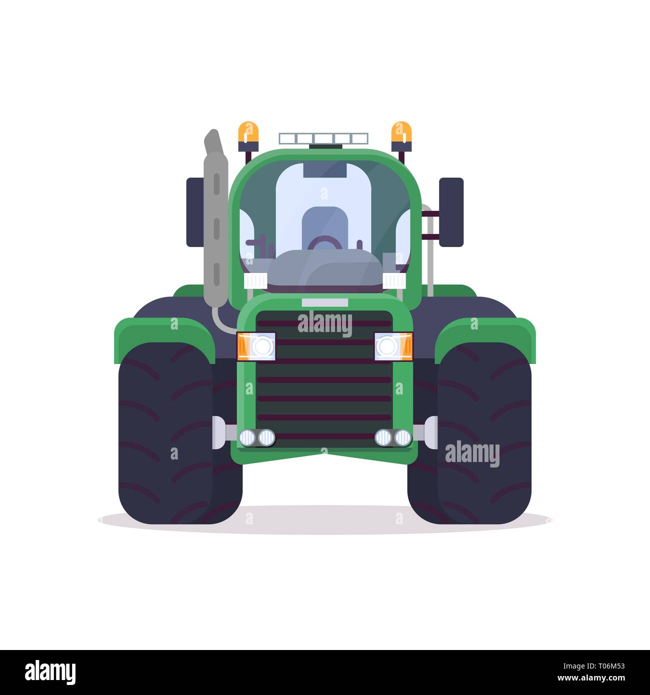 Vue avant du tracteur agricole Illustration de Vecteur