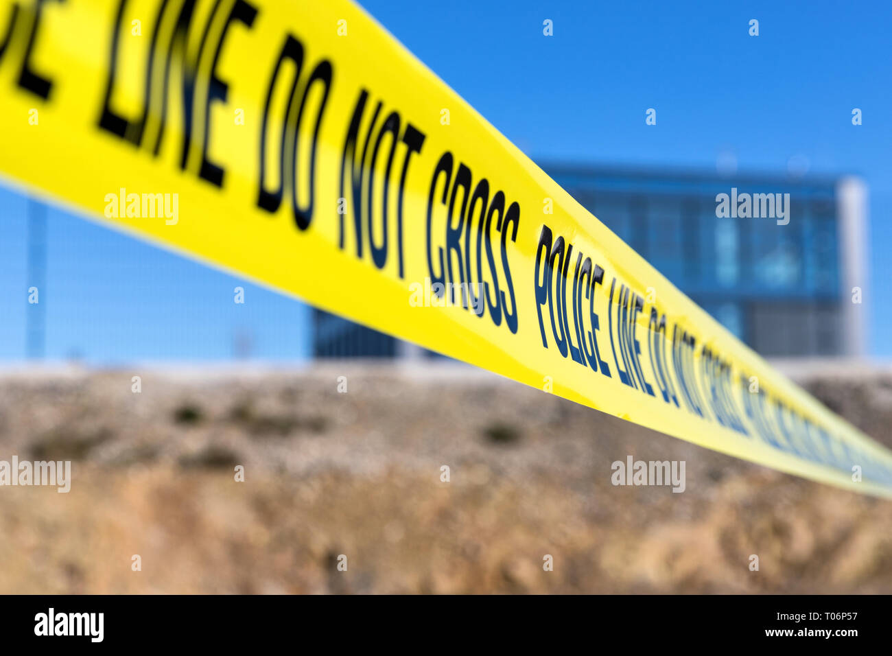 Cordon de police au lieu de l'infraction Banque D'Images