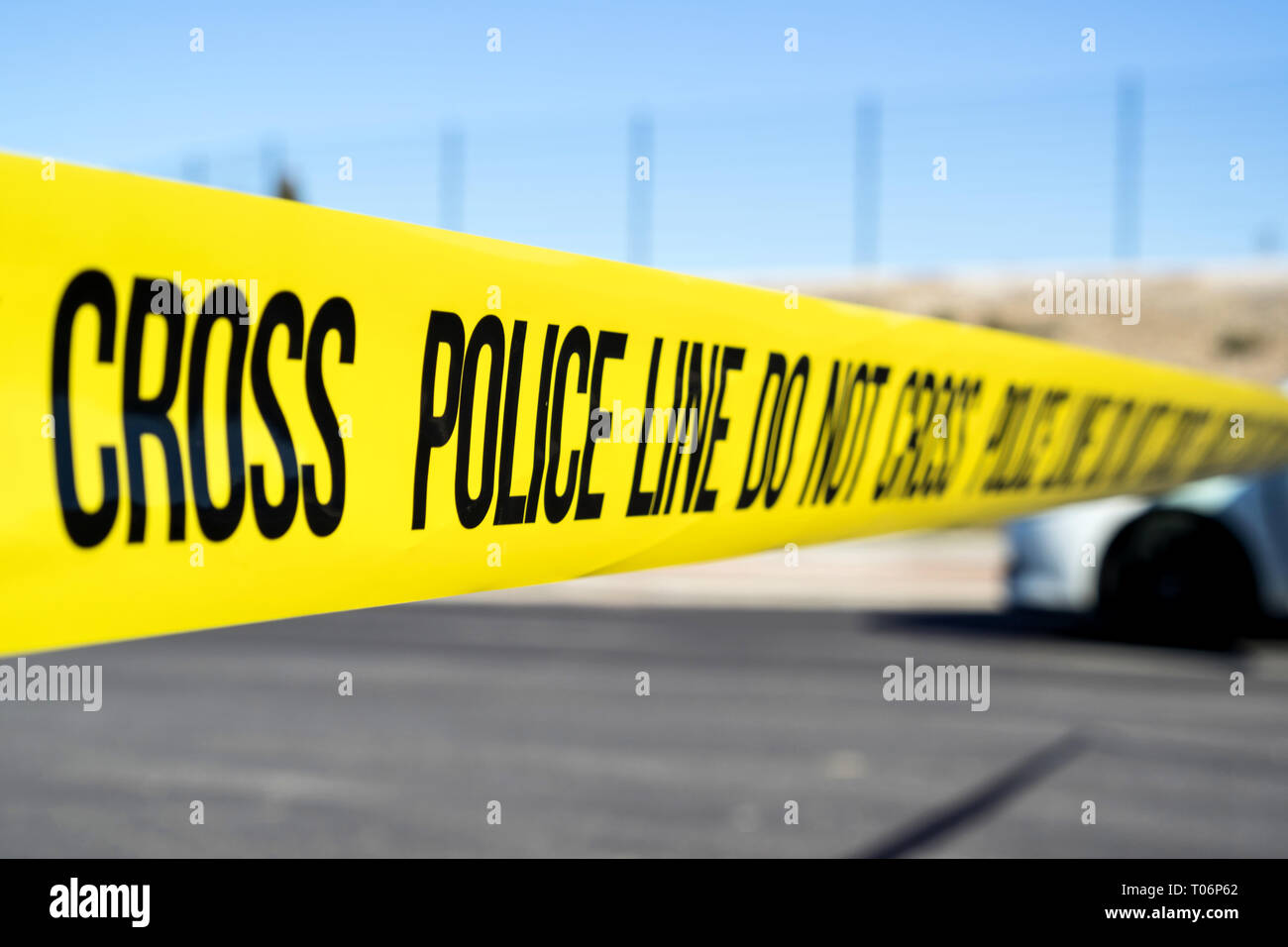 Cordon de police au lieu de l'infraction Banque D'Images