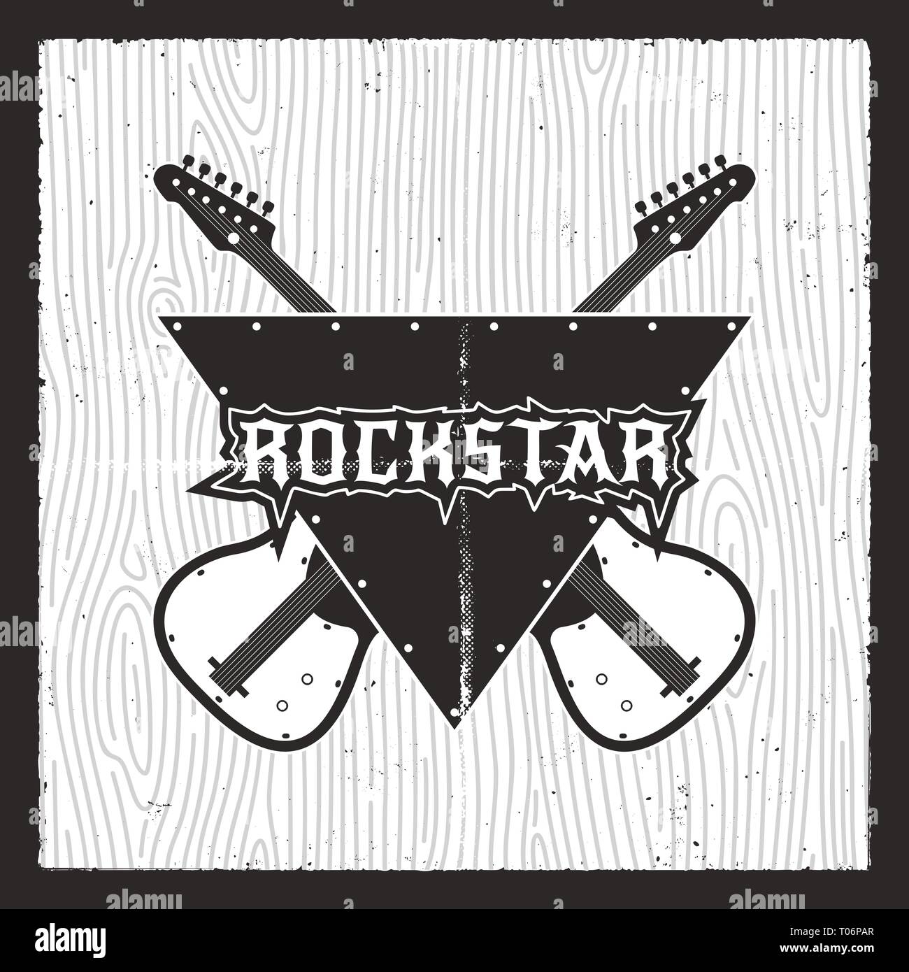 L'affiche de Rockstar. Grunge Guitares electro avec lettrage. Tee print design modèle. Badge rétro Silhouette. Stock vector illustration Illustration de Vecteur