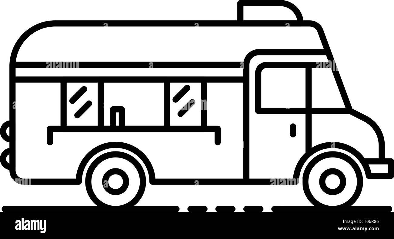 Fast food truck, icône de style contour Illustration de Vecteur