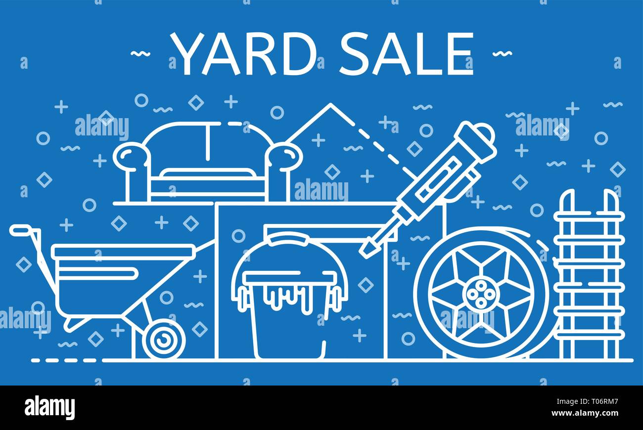 Yard Sale bannière, style contour Illustration de Vecteur