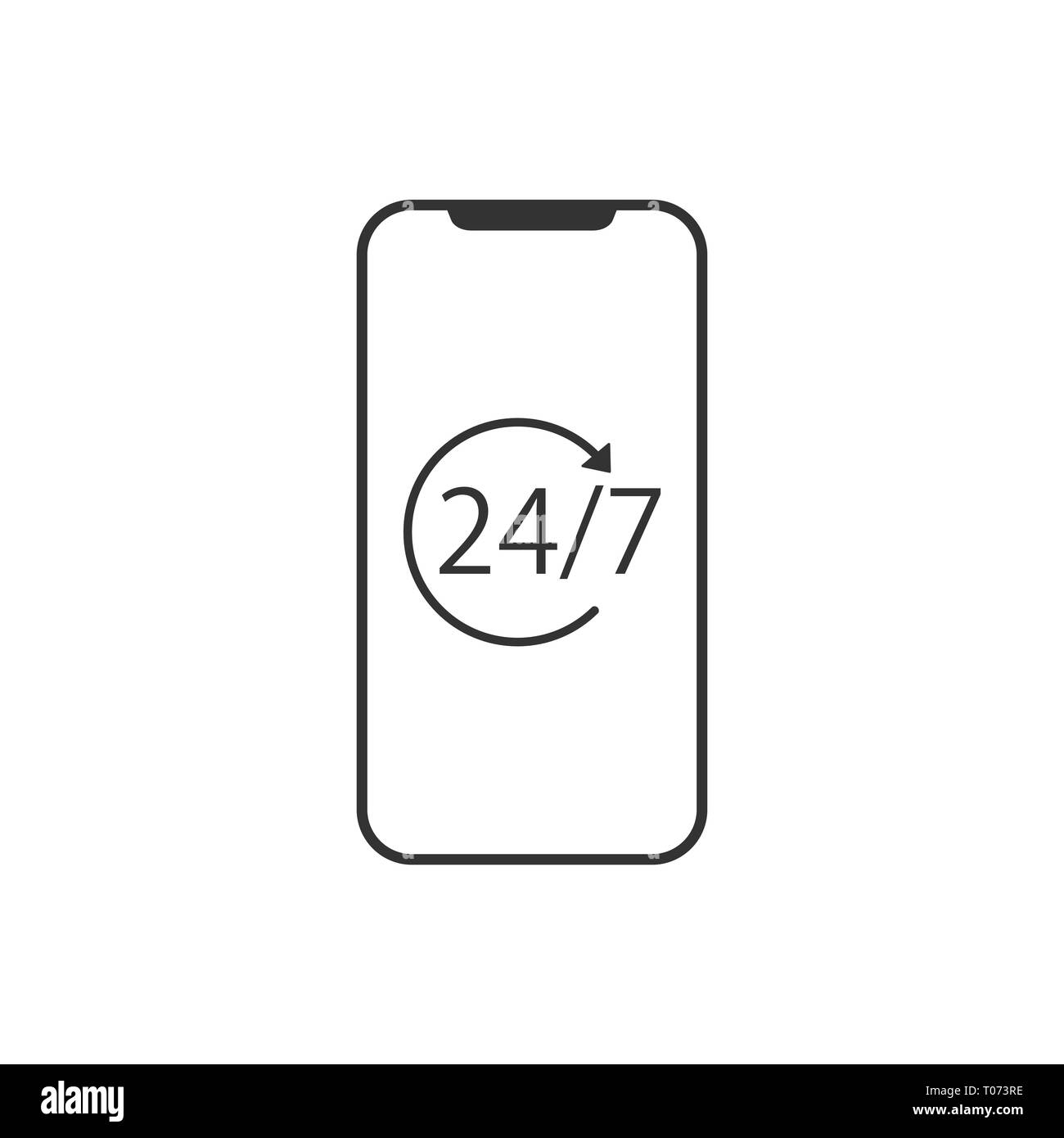 Centre d'appel, l'icône de 24-7. Illustration vectorielle, modèle plat. Illustration de Vecteur