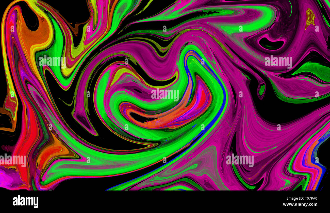 Résumé fond avec peinture art psychédélique dans des couleurs vives. Effet lumineux marbré avec du liquide couleurs, fond d'écran. Banque D'Images