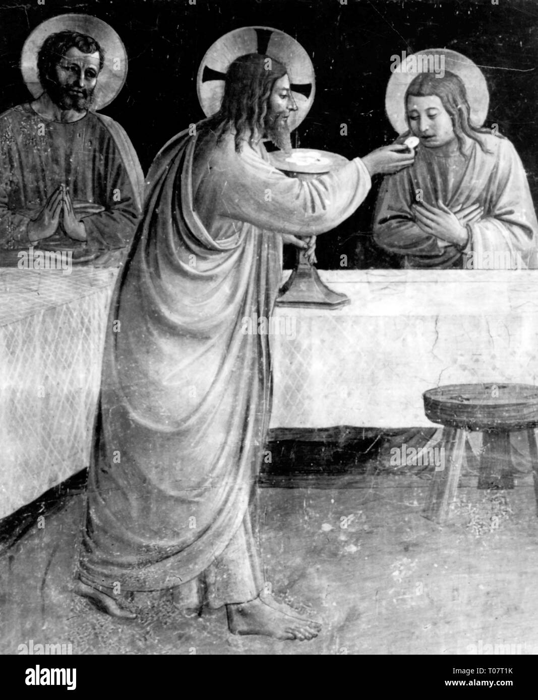 La religion, le christianisme, Jésus Christ, dernière Cène, 'Instituion de l'Eucharistie", peinture de Fra Angelico (1386 / 1400 - 1455), vers 1437 - 1446, l'artiste n'a pas d'auteur pour être effacé Banque D'Images