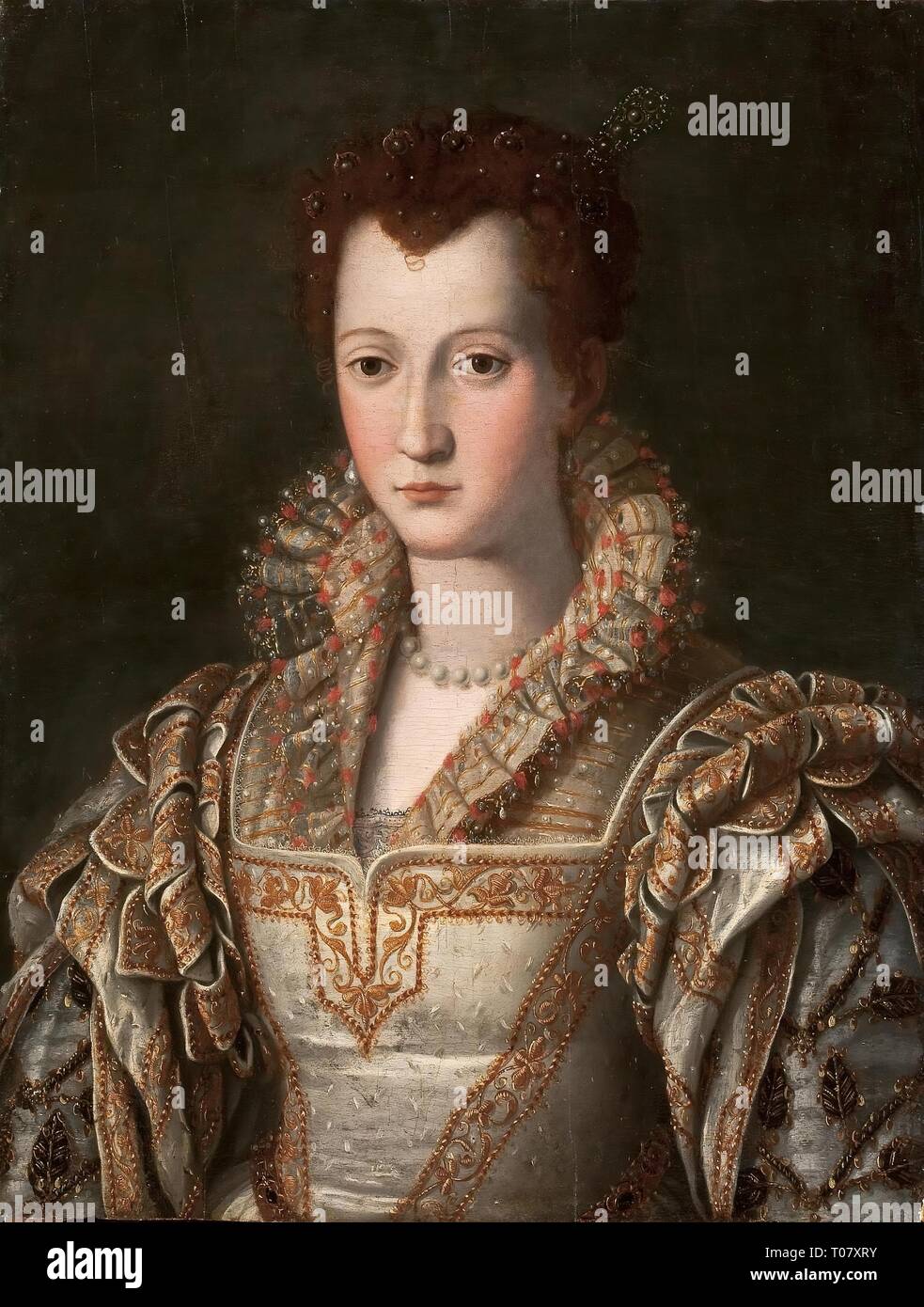 'Portrait d'Eleonora (Dianora) Medici de Tolède". L'Italie, entre 1571 et 1576. Dimensions : 67x52 cm. Musée : Etat de l'Ermitage, Saint-Pétersbourg. Auteur : Alessandro Allori (atelier). ALESSANDRO ALLORI. Banque D'Images