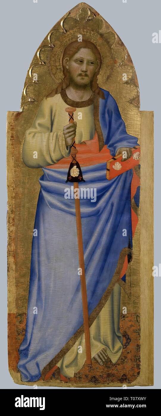'St Jacques le Majeur". Italie, vers 1360. Dimensions : 123,5x47,5 cm. Musée : Etat de l'Ermitage, Saint-Pétersbourg. Auteur : Nardo di Cione (suiveur de). Banque D'Images