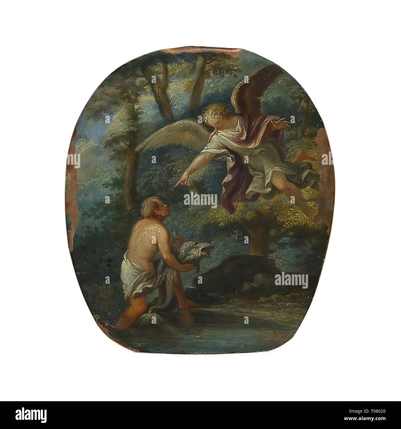 'Tobias et l'Ange'. L'Allemagne. Dimensions : 14x12 cm. Musée : Etat de l'Ermitage, Saint-Pétersbourg. Auteur : Richard Dadd (cercle de). Banque D'Images