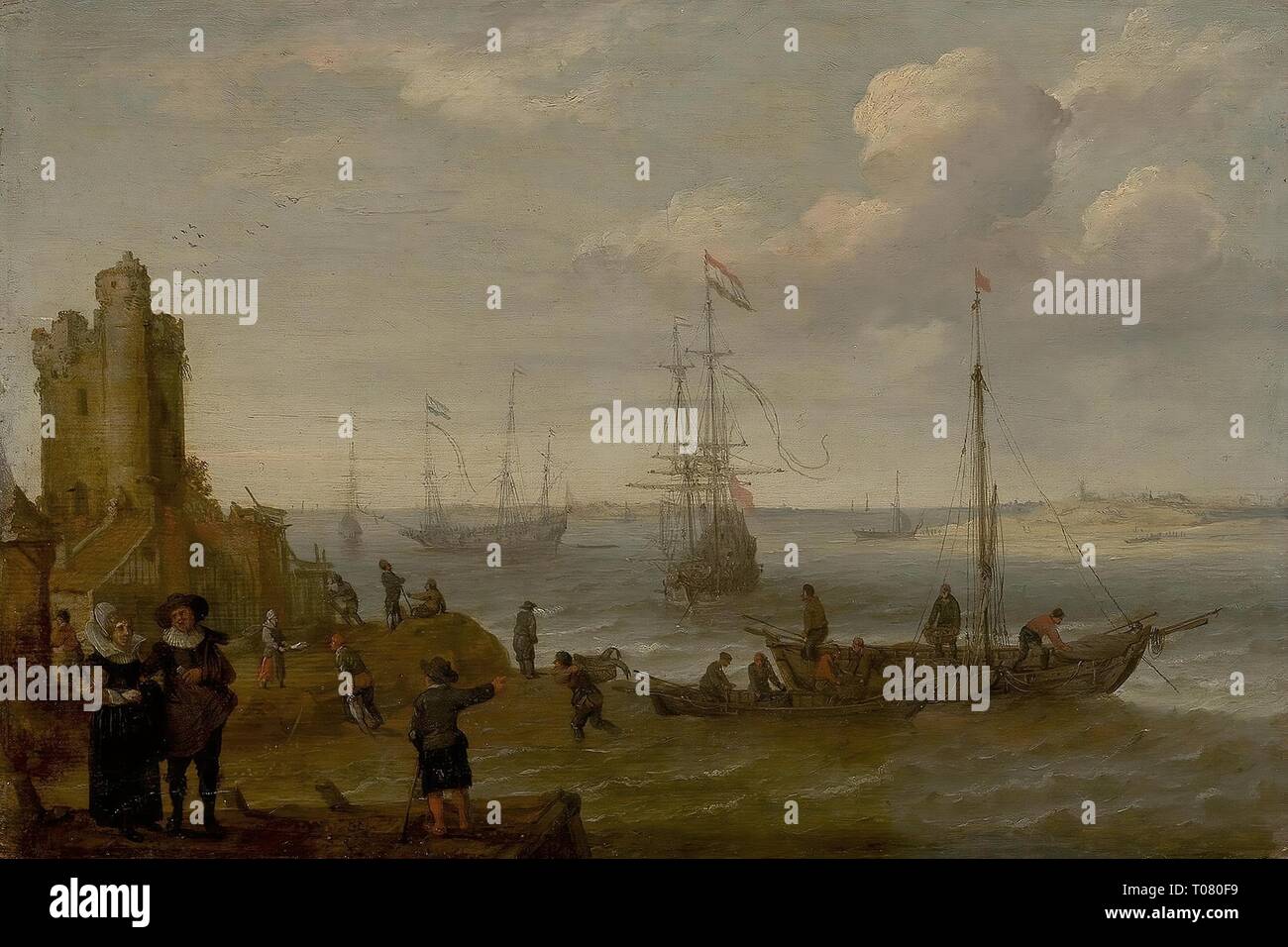 'La mer sur un jour nuageux". Hollande, vers 1630. Dimensions : 24x35,5 cm. Musée : Etat de l'Ermitage, Saint-Pétersbourg. Auteur : Adam Willaerts ( ?) (atelier). Banque D'Images