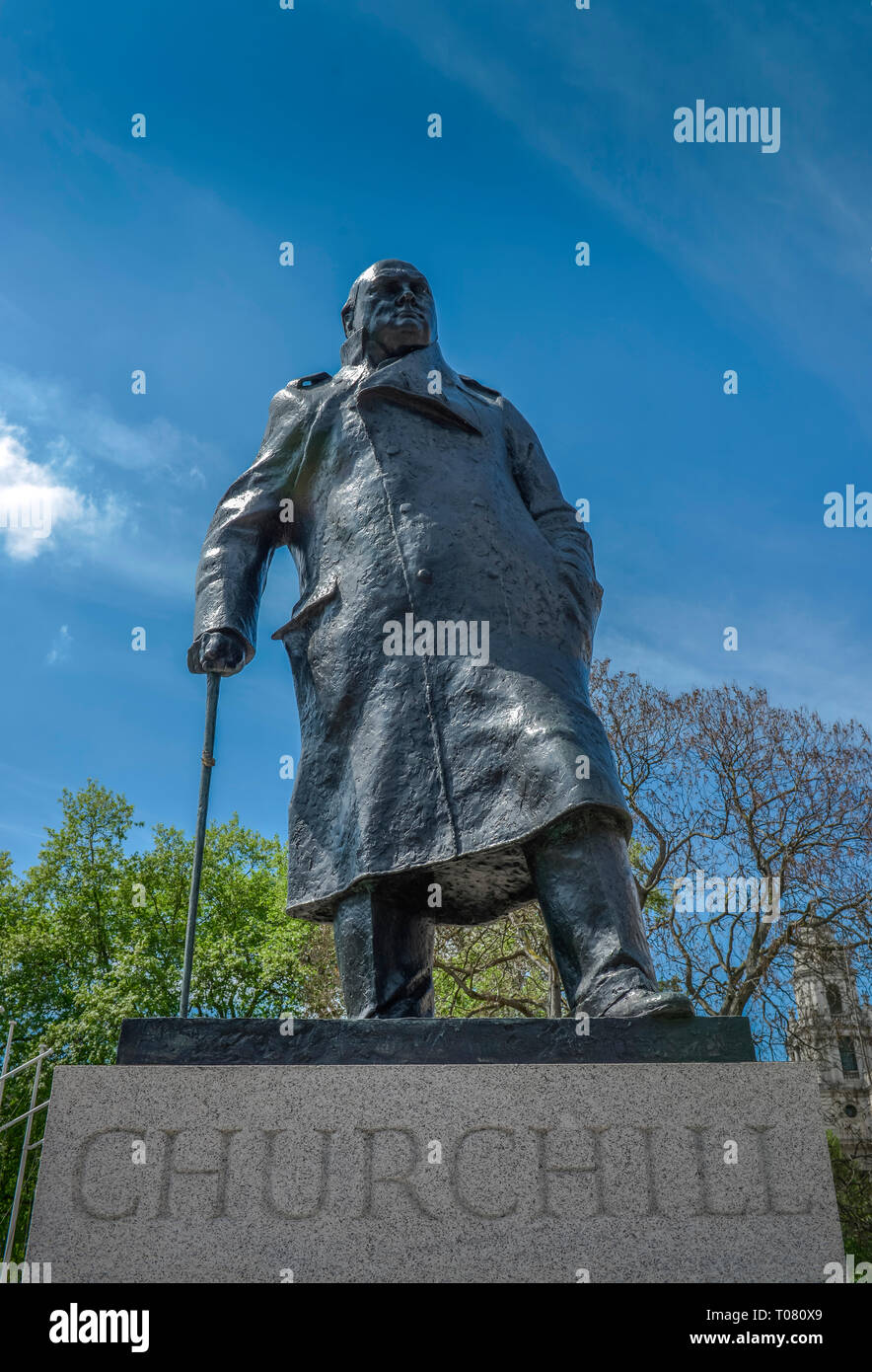 Statue, Winston Churchill, la place du Parlement, Londres, Angleterre, Grossbritannien Banque D'Images