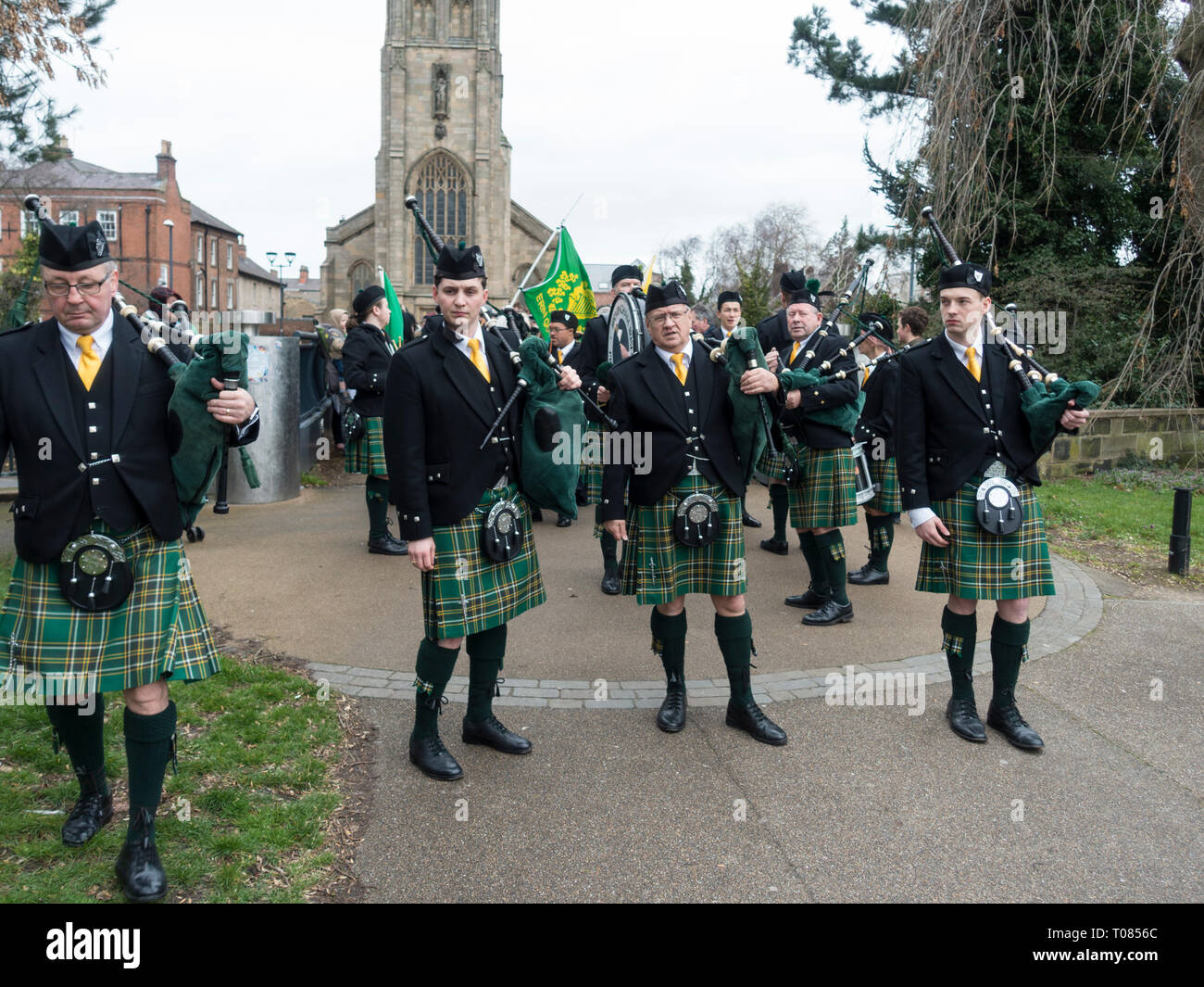 Birmingham Irish Pipes and Drums Banque D'Images