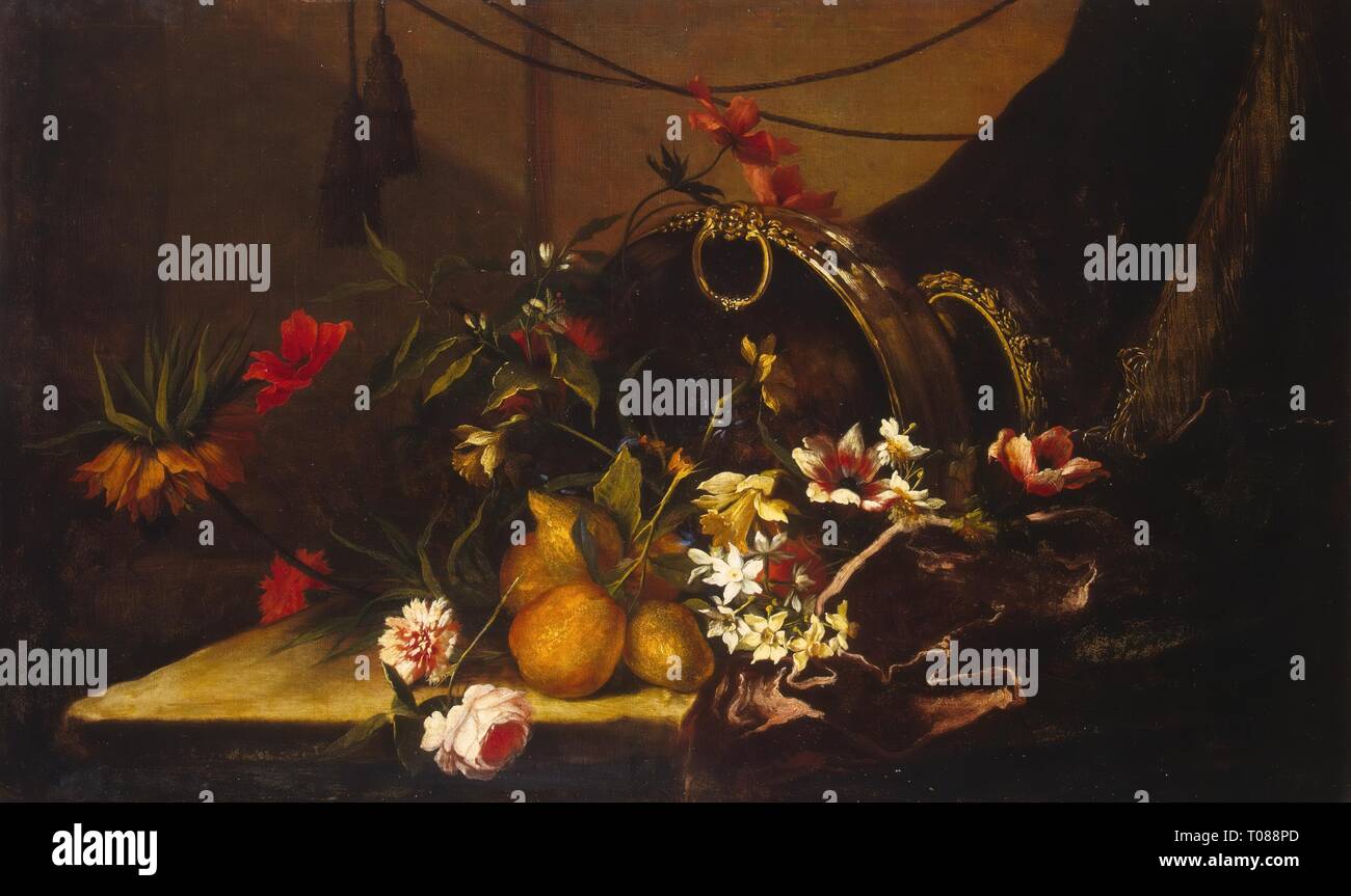 'Fruits et fleurs'. La France, entre 1654 et 1699. Dimensions : 74,5x122 cm. Musée : Etat de l'Ermitage, Saint-Pétersbourg. Auteur : Jean-Baptiste Monnoyer. Banque D'Images