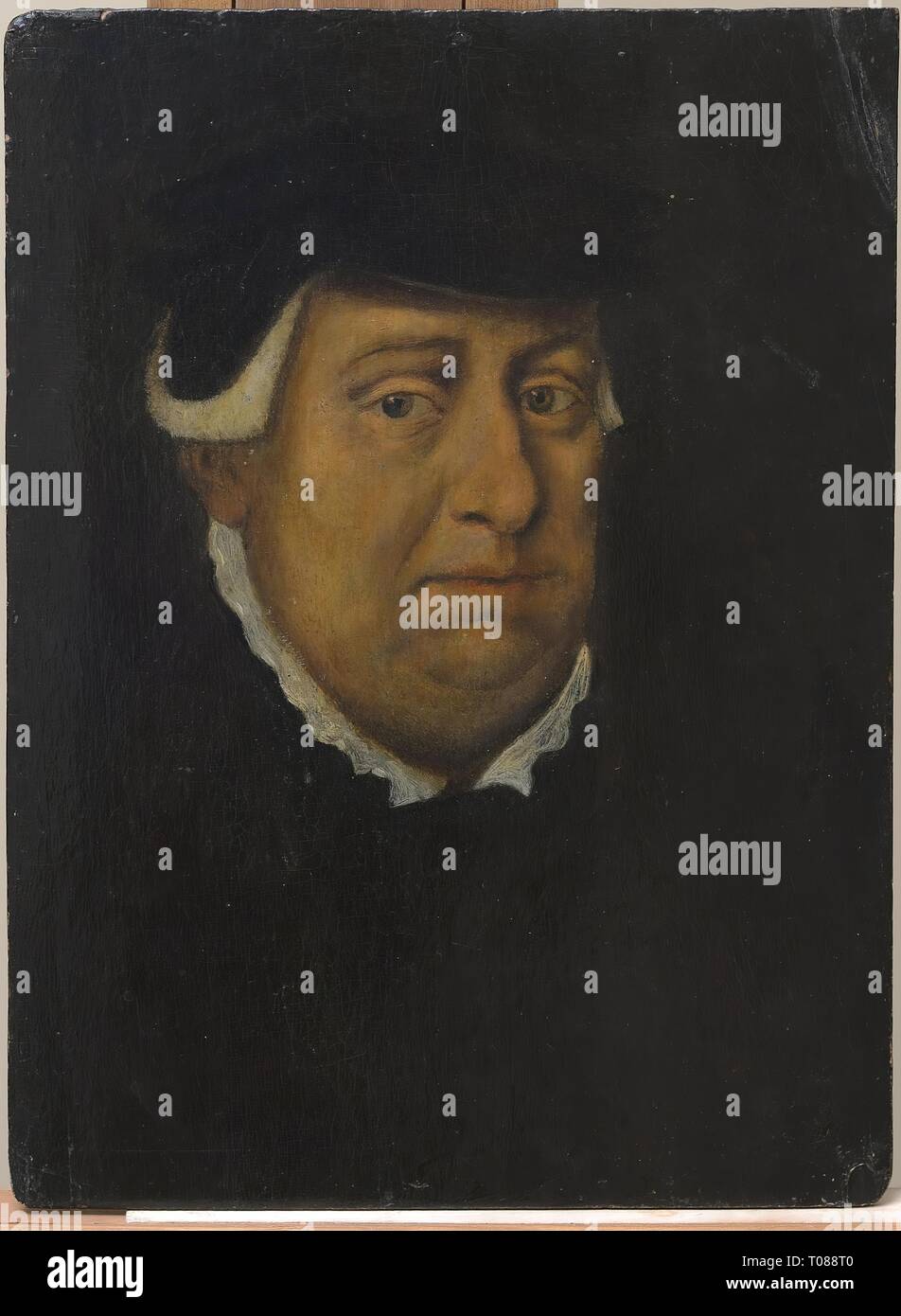 'Portrait d'un vieil homme portant un costume noir'. Allemagne, 16ème siècle. Dimensions : 35,5x75 cm. Musée : Etat de l'Ermitage, Saint-Pétersbourg. Auteur : peintre allemand. 16e siècle. Banque D'Images