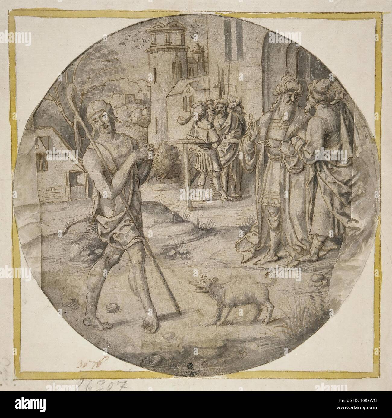 'Retour du fils prodigue". Les Pays-Bas. Les Pays-Bas, années 1620. Dimensions : Diamètre de cercle de 25 cm. Musée : Etat de l'Ermitage, Saint-Pétersbourg. Auteur : Artiste non identifié de l'École de Leyde ( ? ). Banque D'Images