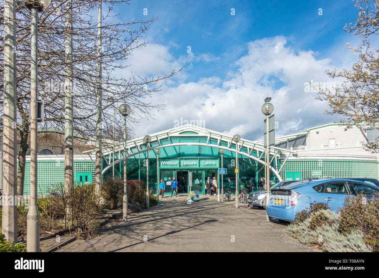 L'entrée principale du centre de loisirs de Windsor à Windsor, Royaume-Uni, Banque D'Images