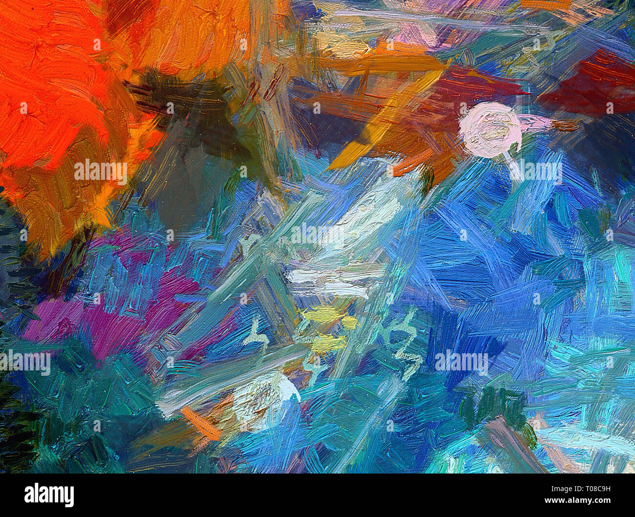 Jolie Peinture A L Huile L Abstraction L Art D Impression Pour La Decoration Murale Style De L Impressionnisme Collection De Printemps Coups De Pinceau Conceptuel Chaotique Sur Toile Col Chaud Photo Stock Alamy