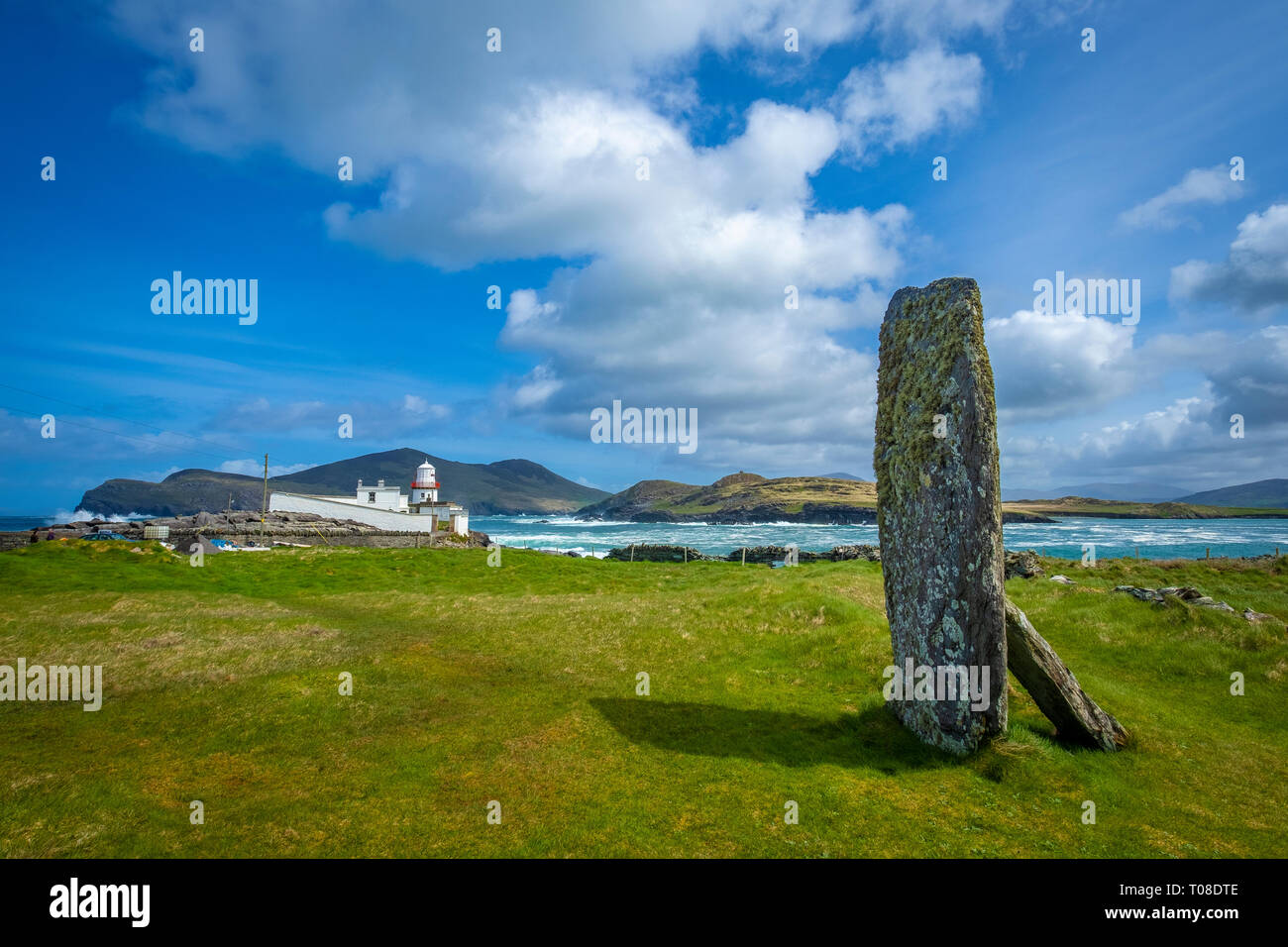 La météo à Cromwell Point Lighthouse sur Valentia Island, Co Kerry, Ireland Banque D'Images