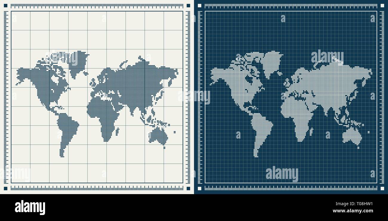 Jeu de cartes du monde en pointillés Illustration de Vecteur