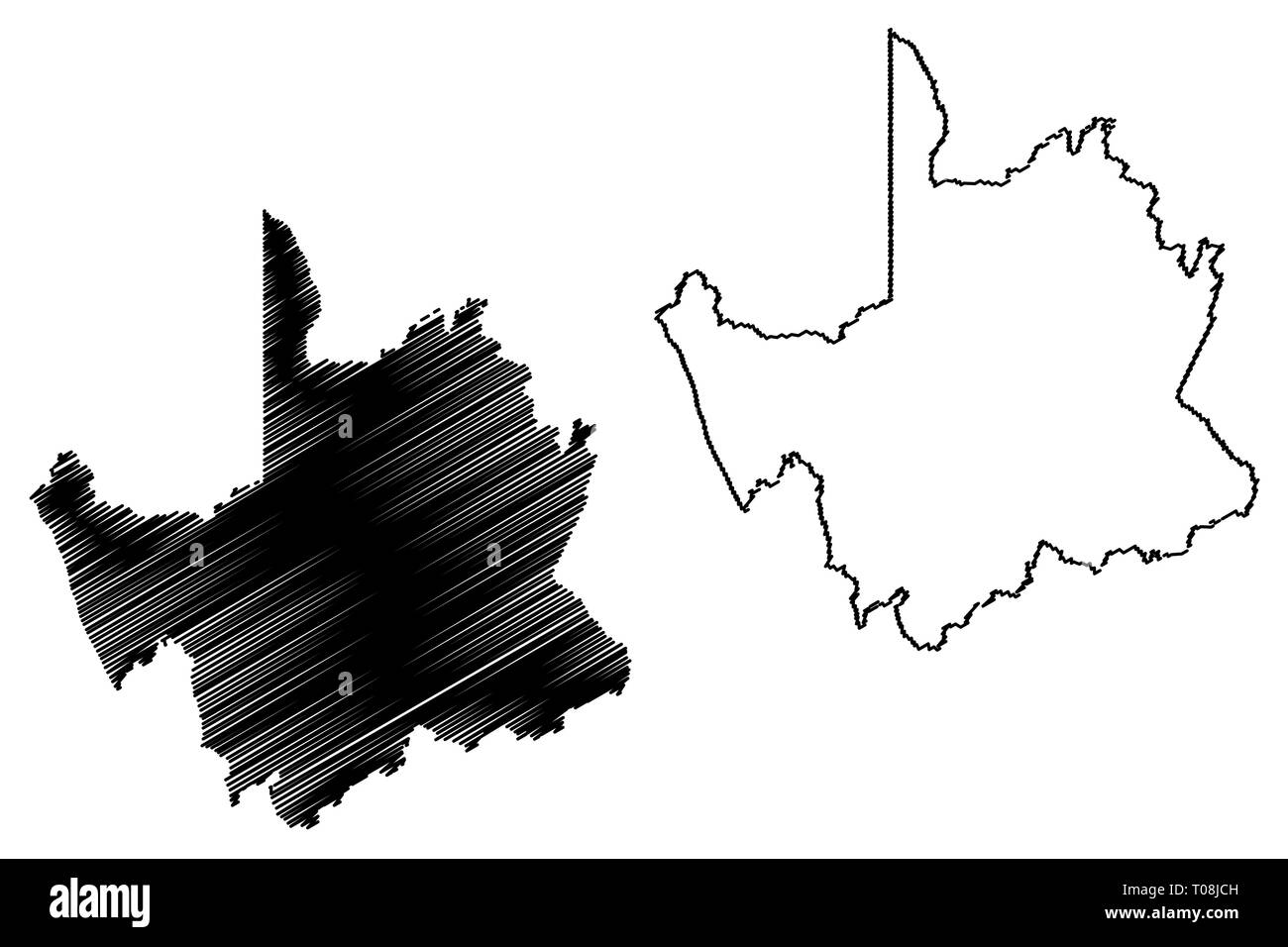 Province du Cap du Nord (provinces de l'Afrique du Sud, République d'Afrique du Sud, les divisions administratives, RSA) map vector illustration gribouillage, croquis N Illustration de Vecteur