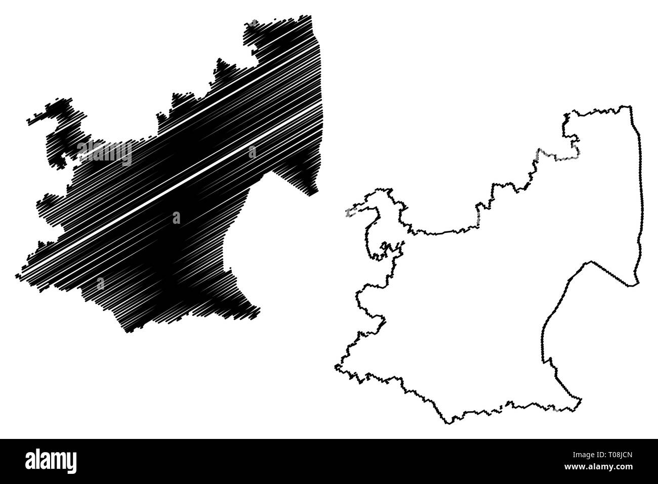 La province de Mpumalanga (Provinces de l'Afrique du Sud, République d'Afrique du Sud, les divisions administratives, RSA) map vector illustration, croquis Mpum gribouillis Illustration de Vecteur
