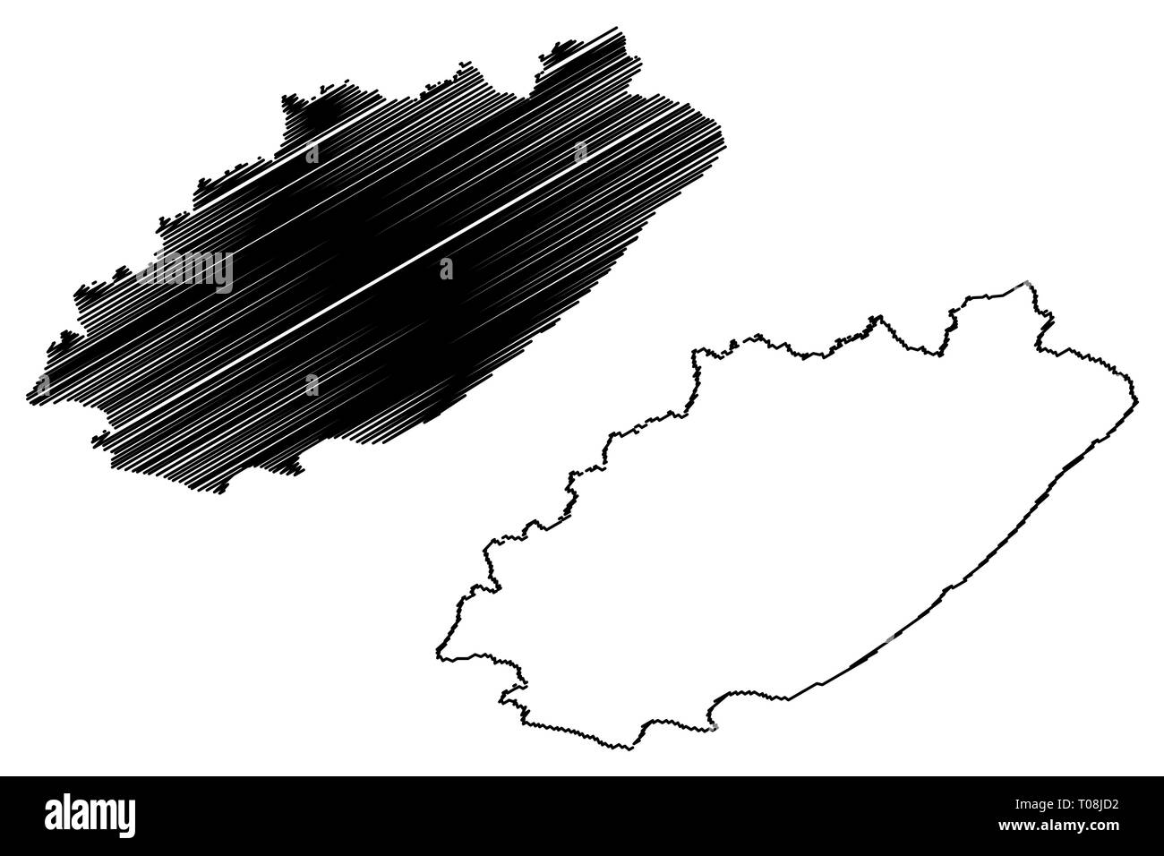 La Province du Cap oriental (Provinces de l'Afrique du Sud, République d'Afrique du Sud, les divisions administratives, RSA) map vector illustration, croquis gribouillis d'Ea Illustration de Vecteur
