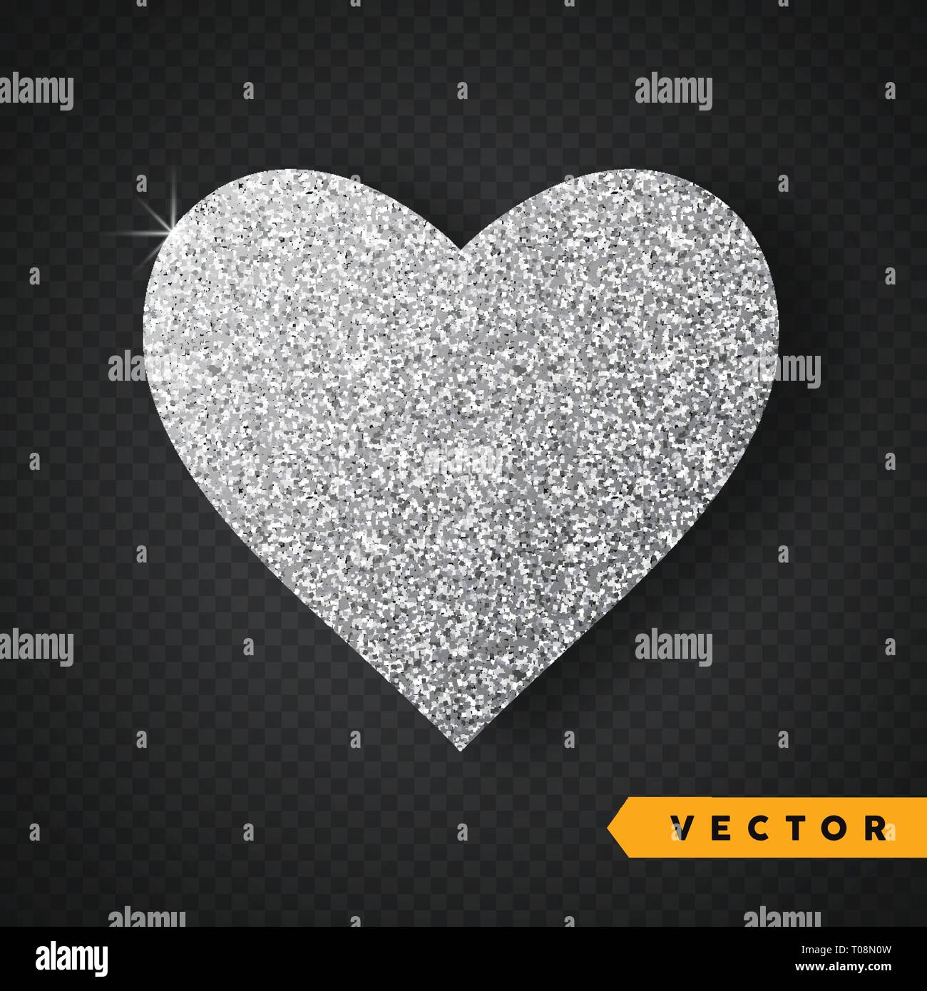 Silver sparkles vecteur coeur. Valentines Day Vector Sparkles et paillettes. Maison de Design. Illustration de Vecteur