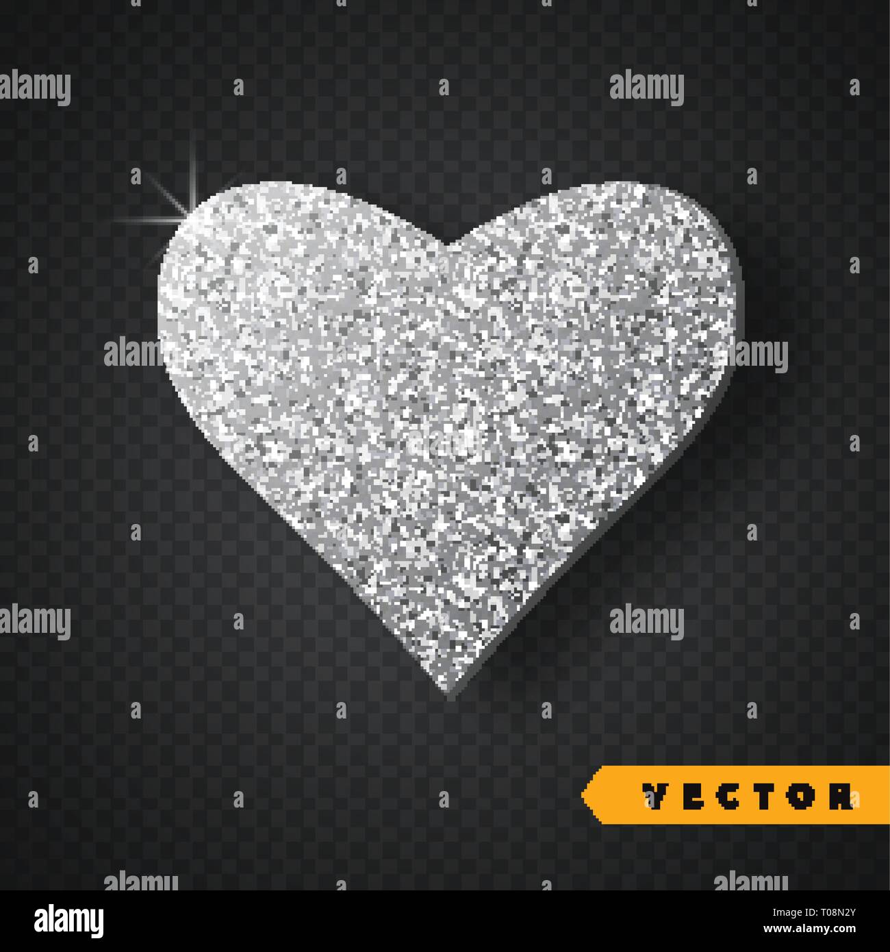 Silver sparkles vecteur coeur. Valentines Day Vector Sparkles et paillettes. Maison de Design. Illustration de Vecteur
