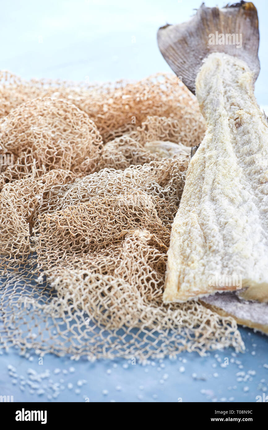 La morue La morue salée - recettes de poisson - Portugais Banque D'Images