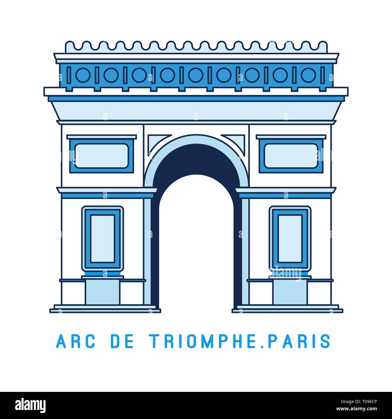 L'art de la ligne de triomphe, Arc de Triomphe, Paris, célèbre monument, vector illustration dans télévision style. Illustration de Vecteur