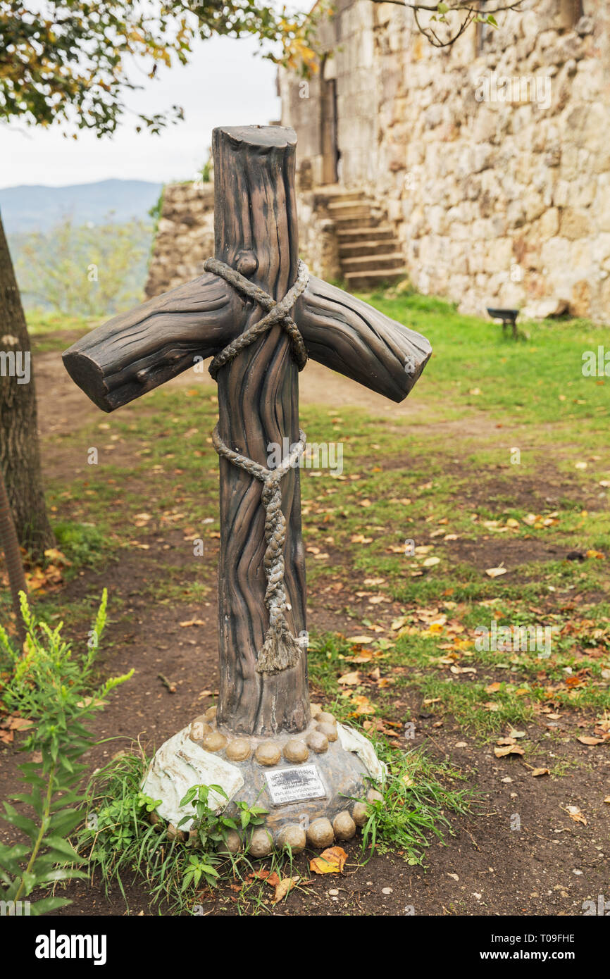 Croix de Saint Nino de la vigne, monastère de Gelati, Géorgie Banque D'Images